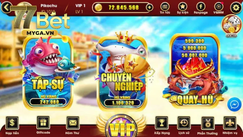 Bắn cá zui các sảnh game